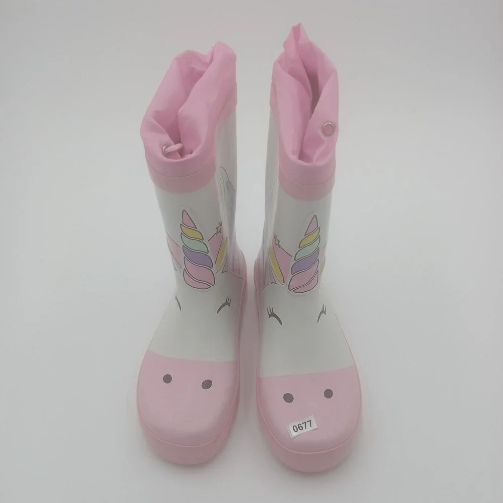 Unicorn Rain Boots Youth Girls Size 2 Pink‎ Pull-On Unicorn Rubber Boots